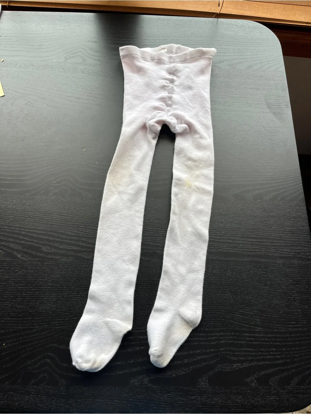Girls White Knit Tights Size 7-10 Full Length Stretchy Stockings